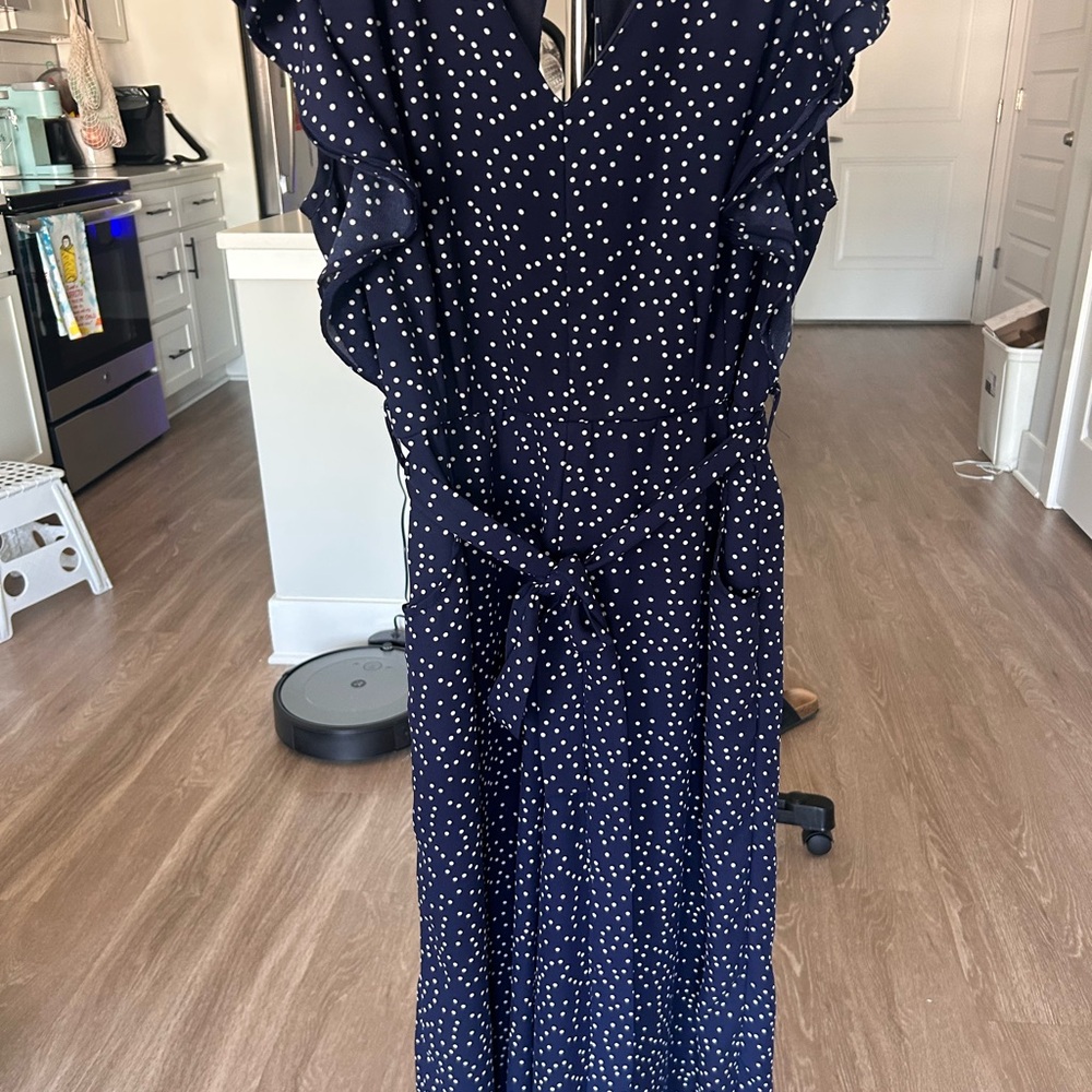 She + Sky Navy and White Maxi Dress